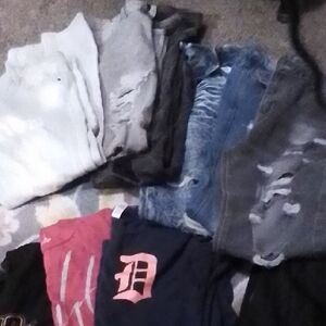 Stylish Kids Distressed Jeans - Blue and Gray